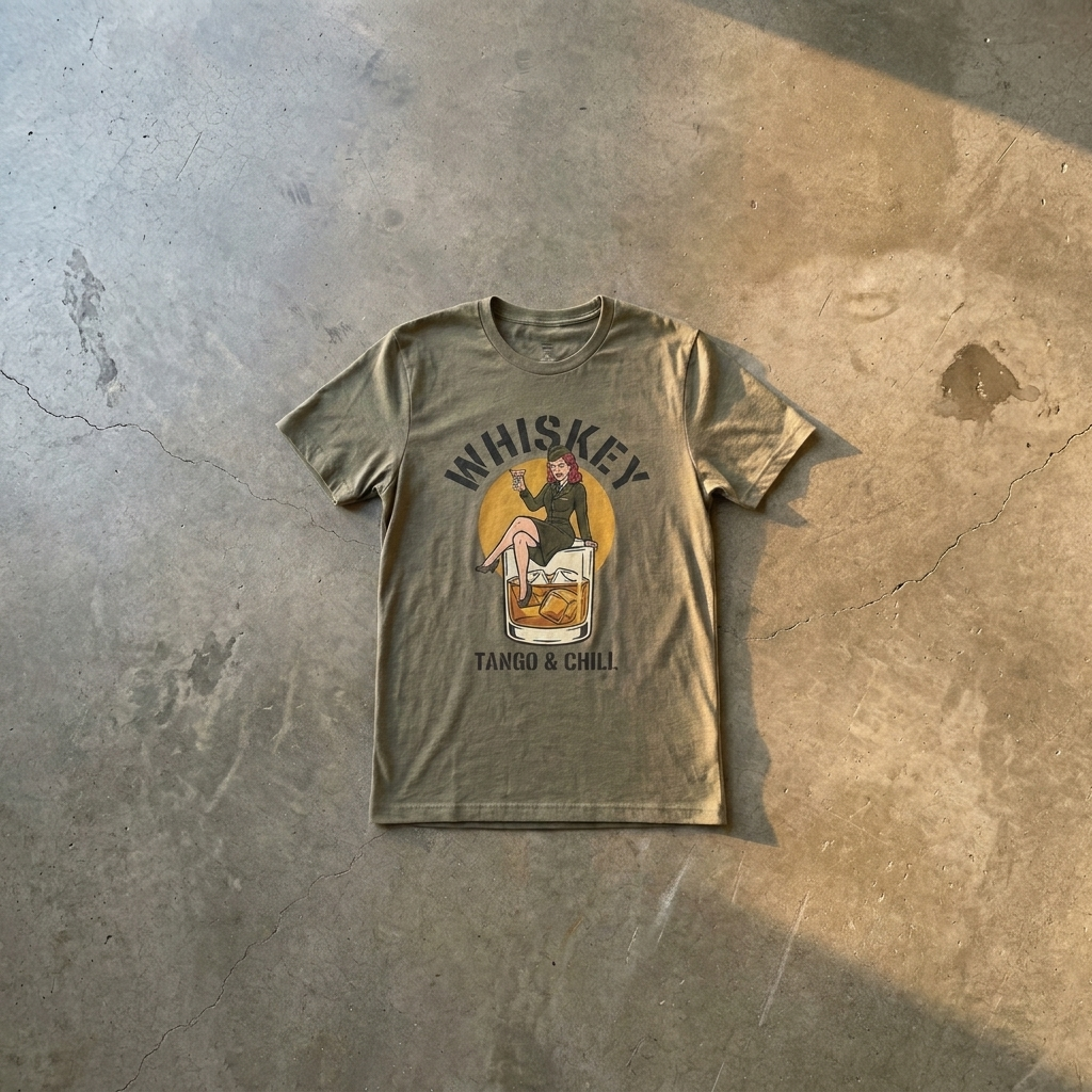 Whiskey Tango & Chill Triggered Tee Heather Military Green