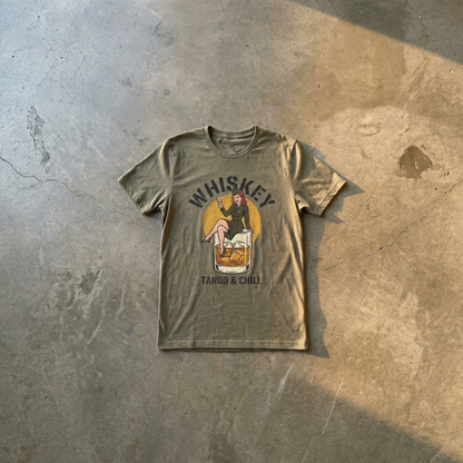Whiskey Tango & Chill Triggered Tee Heather Military Green