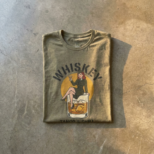 Whiskey Tango & Chill Triggered Tee Heather Military Green
